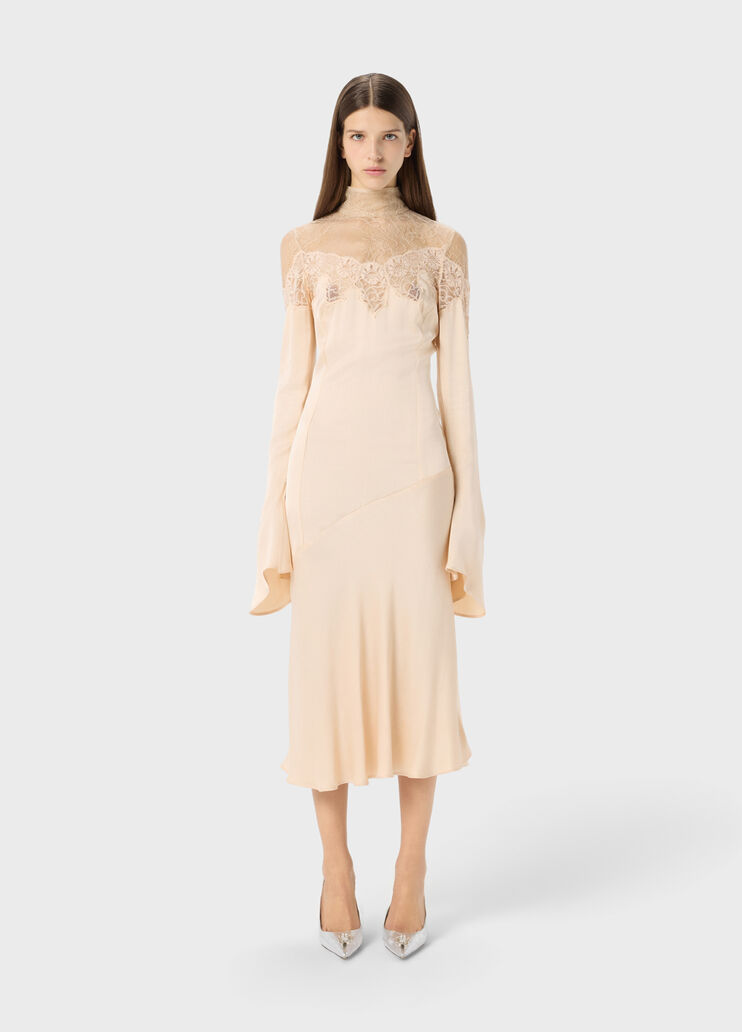 Midi satin dress with scalloped lace yoke  Blumarine - medium