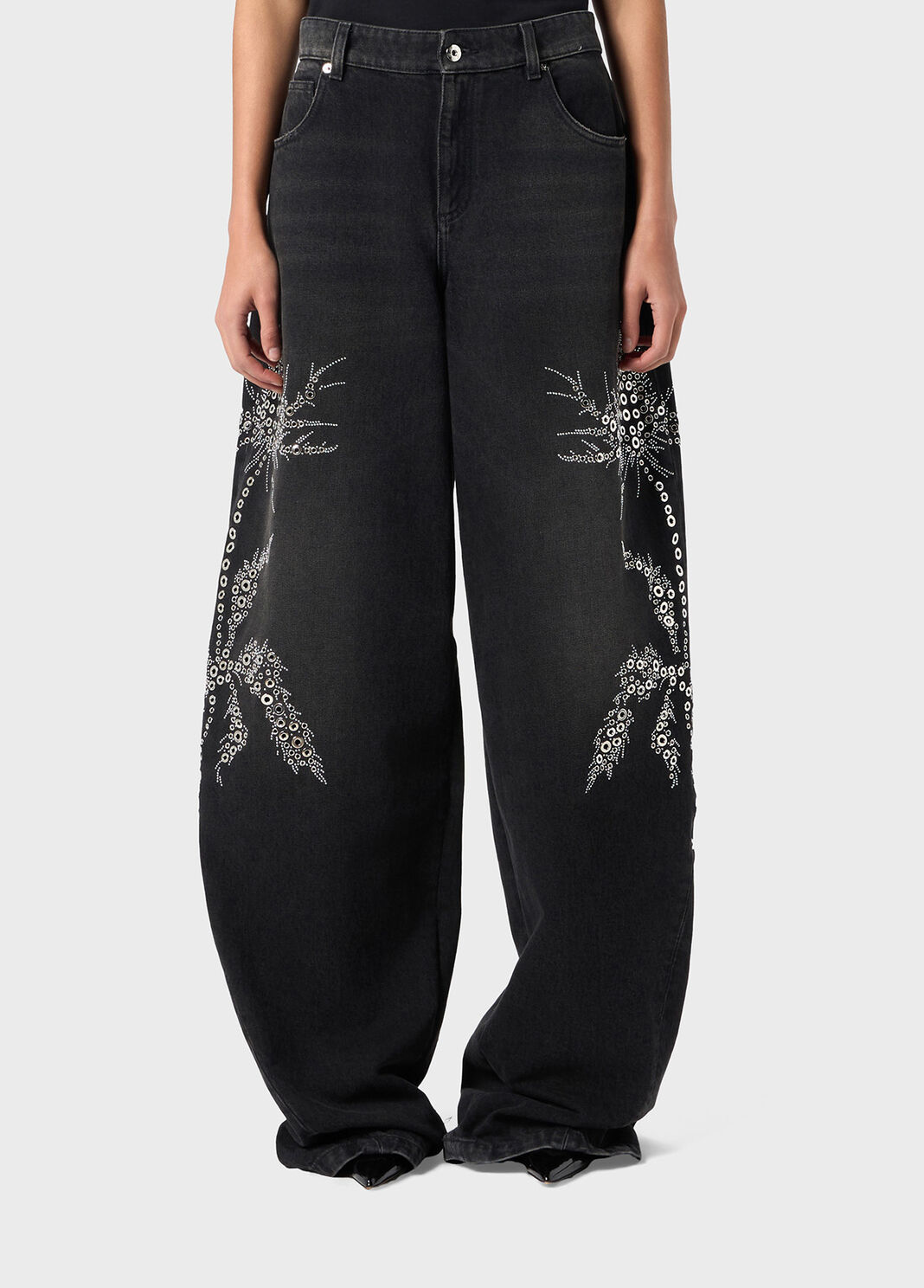 Baggy jeans with stone embroidery and studs  Blumarine - large image number 0