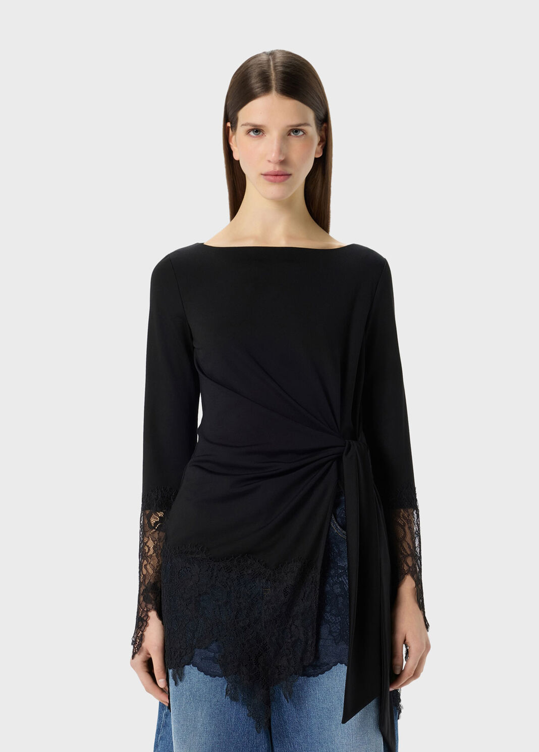 Jersey tunic with lace ruffles  Blumarine - large image number 0