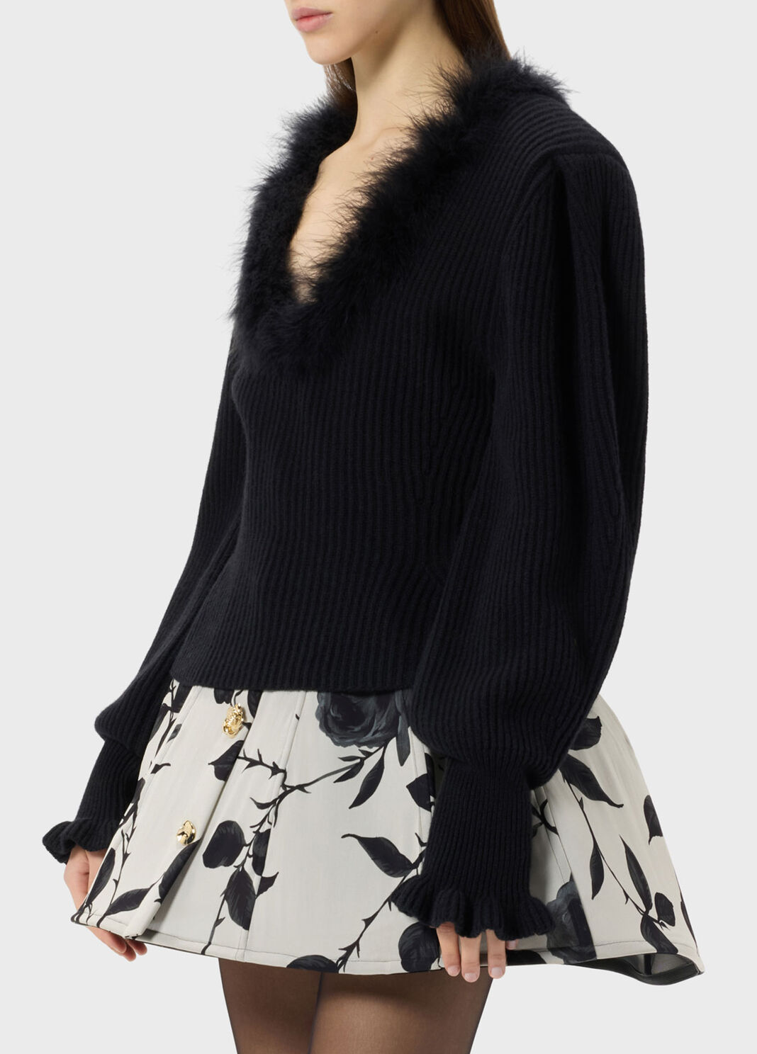 Wool jumper with fur-trimmed neckline  Blumarine - large image number 2