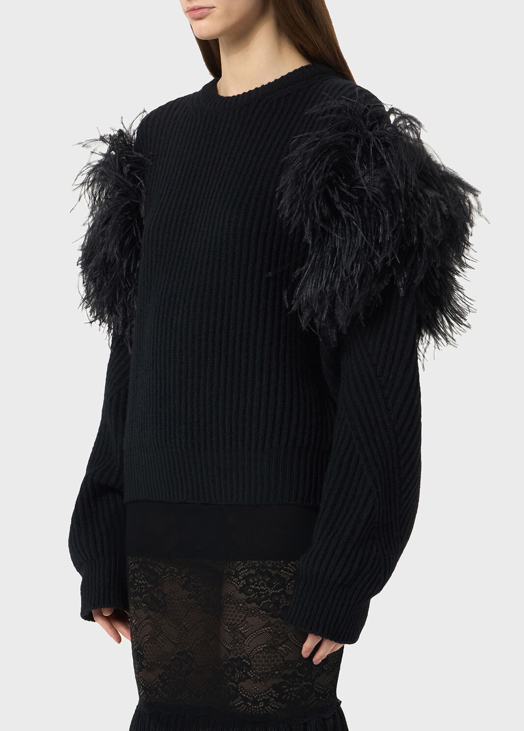 Ribbed wool sweater with feathers  Blumarine - large image number 2