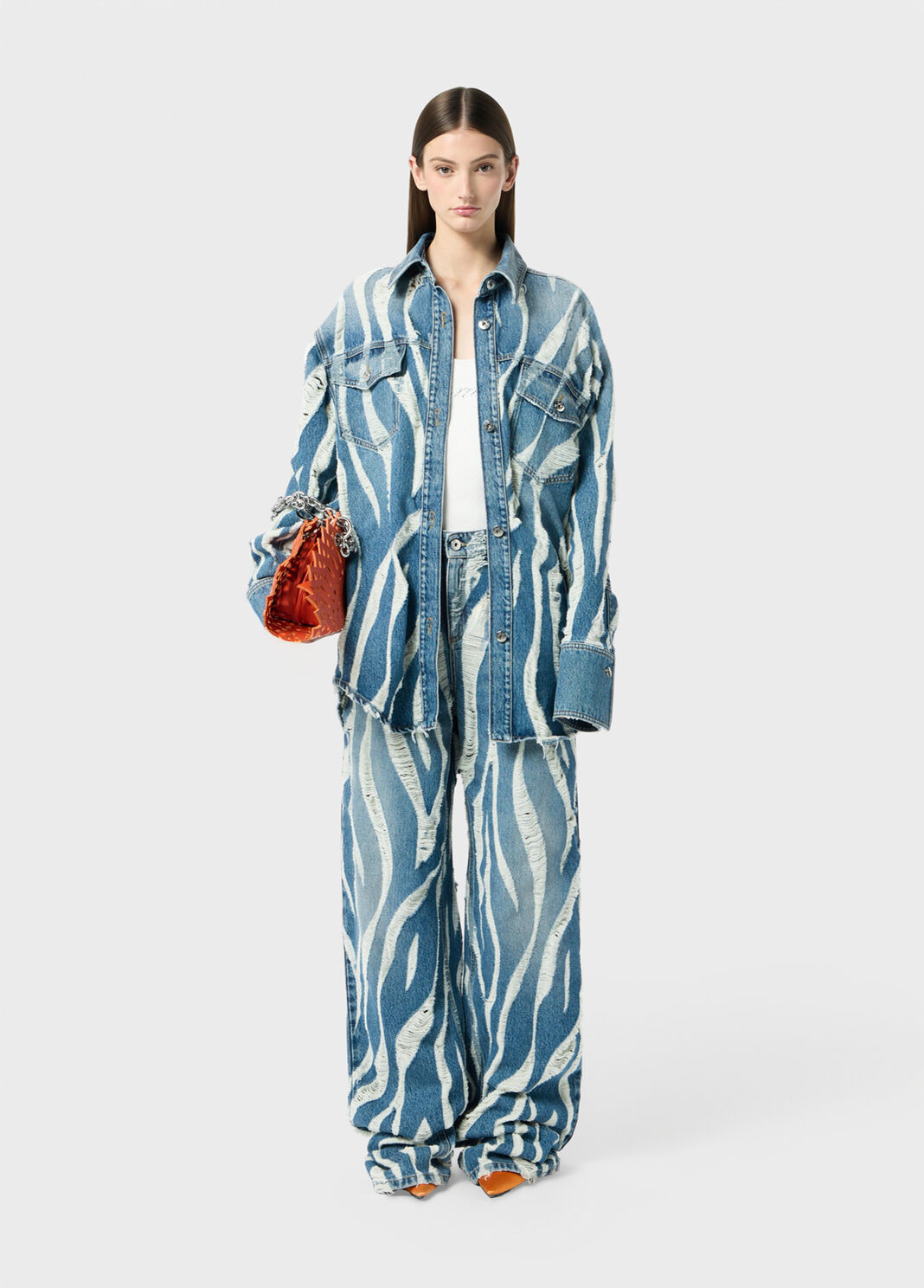 Oversized laser-etched denim shirt  Blumarine - large image number 3