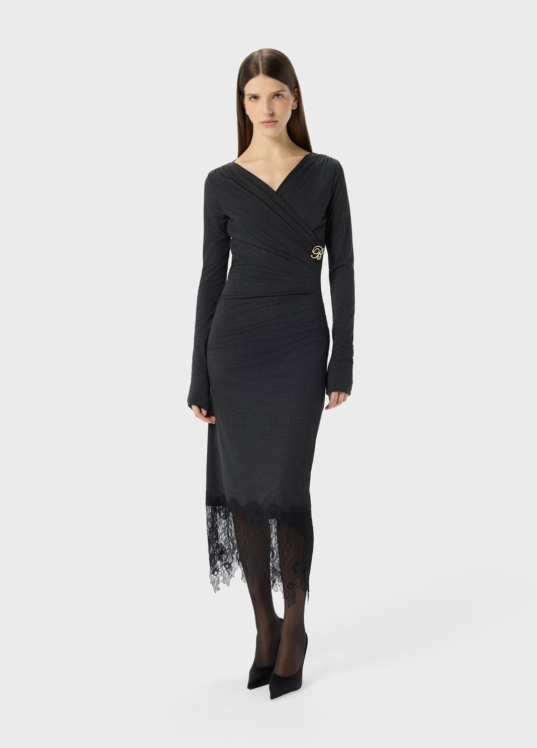 Robe midi en jersey avec volant en dentelle  Blumarine - large image number 3