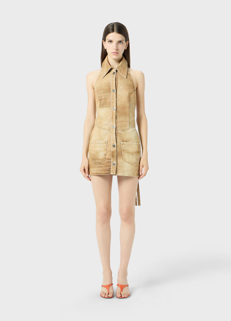 Robe courte en bull denim stretch imprim&eacute;  Blumarine - medium