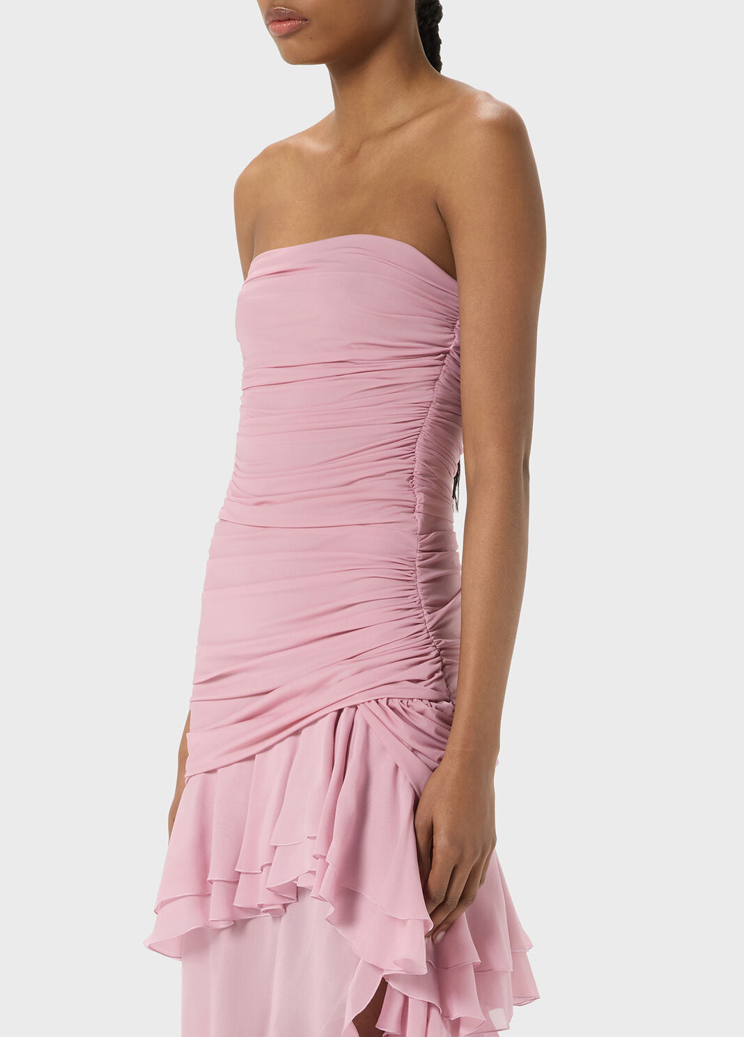 Asymmetrical georgette and jersey dress with gathering and ruffles  Blumarine - large image number 2