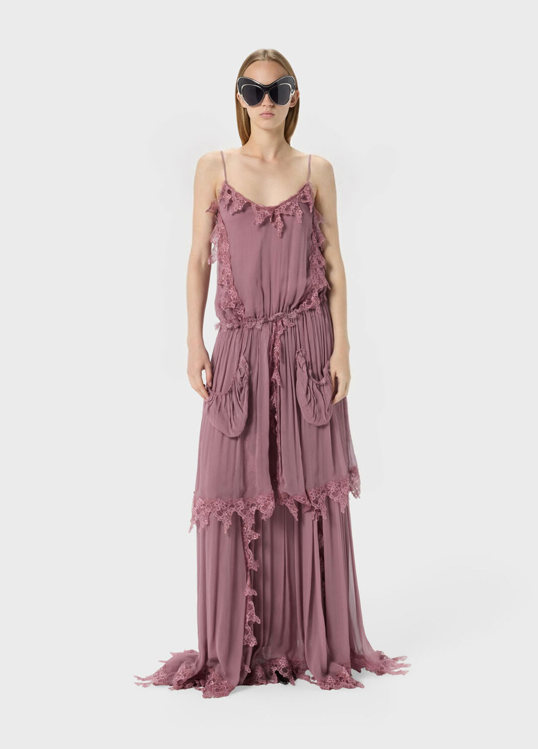 Long crepon dress with lace detailing  Blumarine - large image number 3