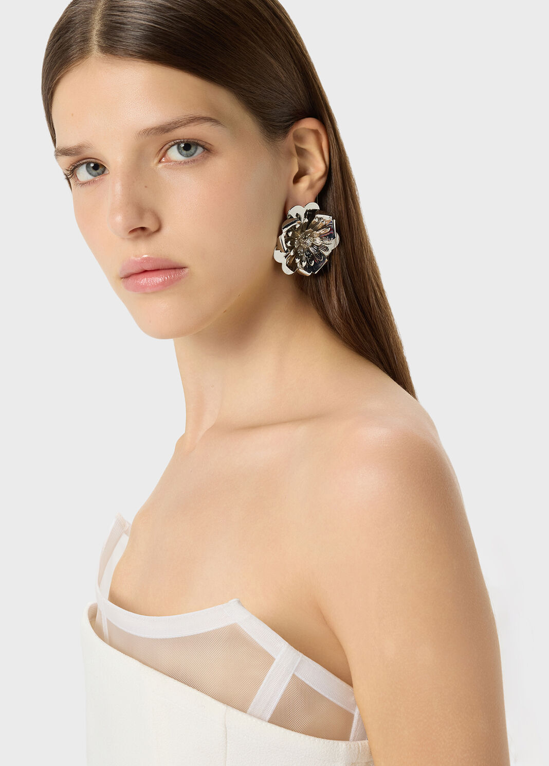 Metal flower and rhinestone earrings  Blumarine - large image number 0