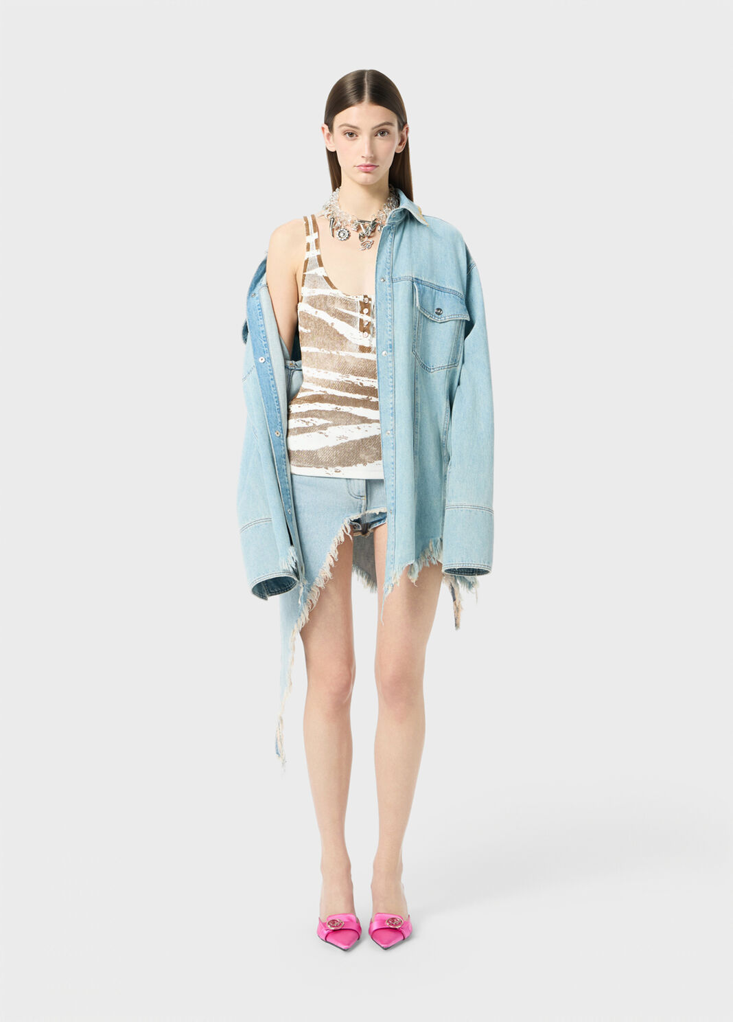 Asymmetrical frayed denim trouser-skirt  Blumarine - large image number 3