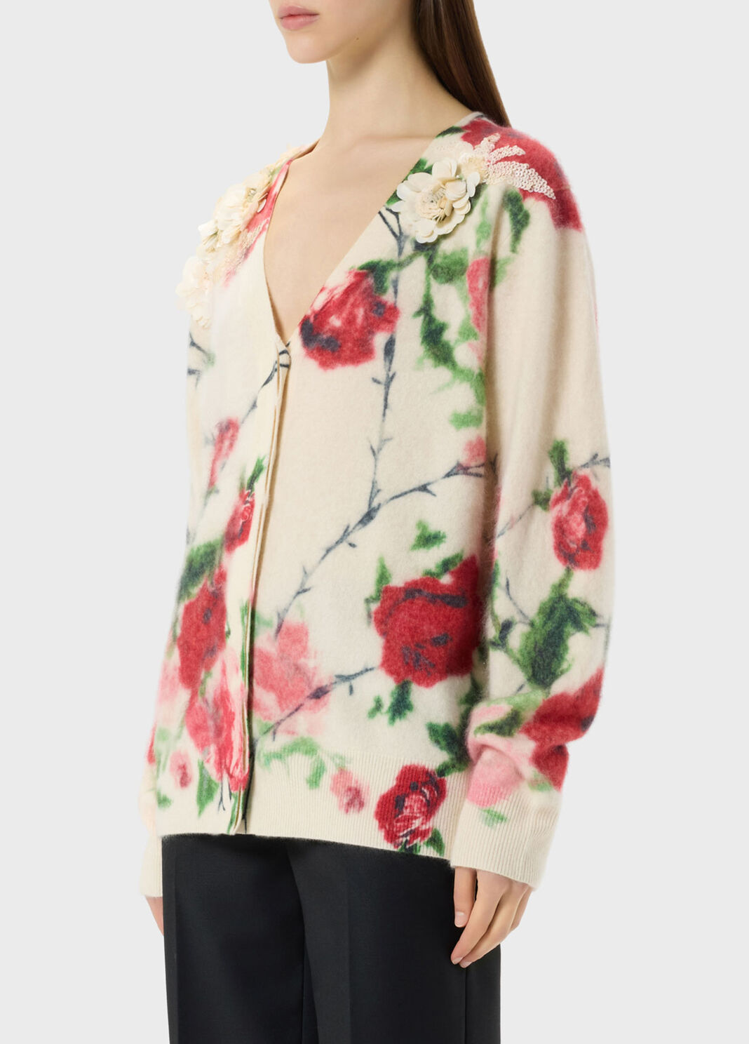 Cardigan aus Wolle und Kaschmir mit 3D-Blumenprint  Blumarine - large image number 2