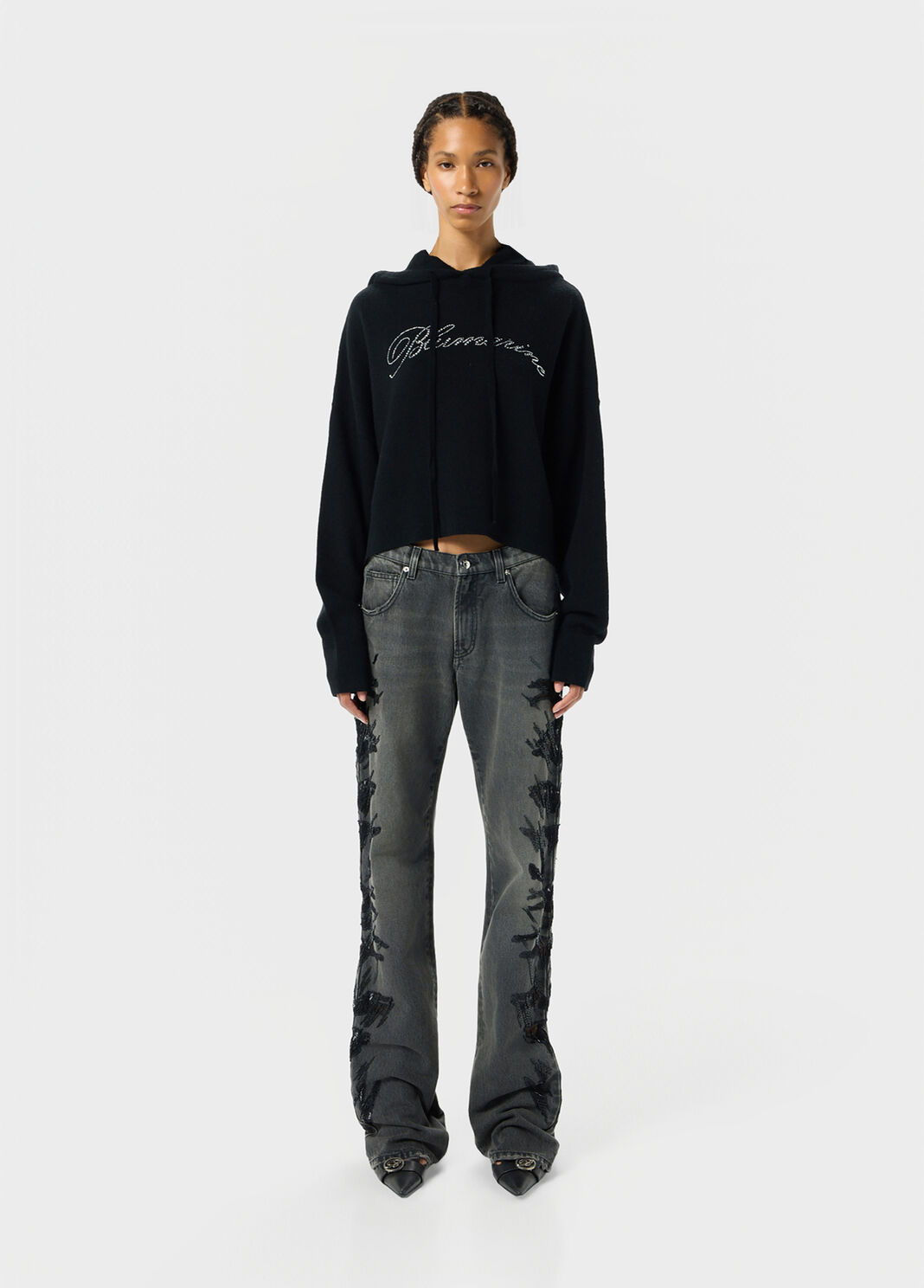 Wool sweatshirt with rhinestone embroidery  Blumarine - large image number 3