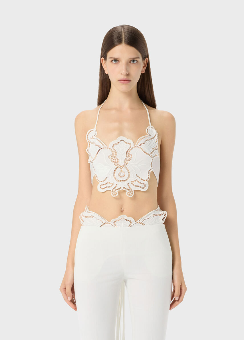Blumarine ブルマリン 刺繍レース ノースリーブトップス 40 Top with butterfly embroidery - Blumarine