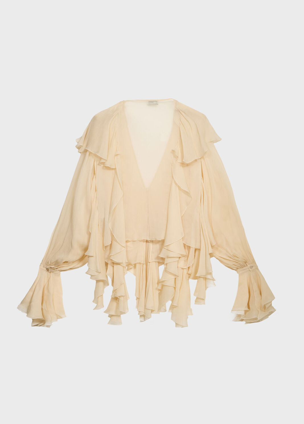 Blouse en cr&ecirc;pe de chine avec large col et volant  Blumarine - large image number 5
