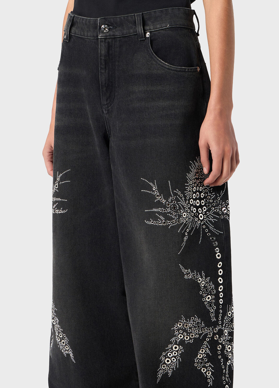 Baggy jeans with stone embroidery and studs  Blumarine - large image number 2