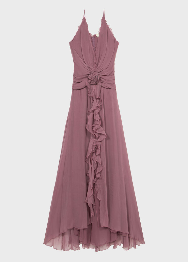 Robe longue en georgette avec rose en 3D et volant  Blumarine - medium