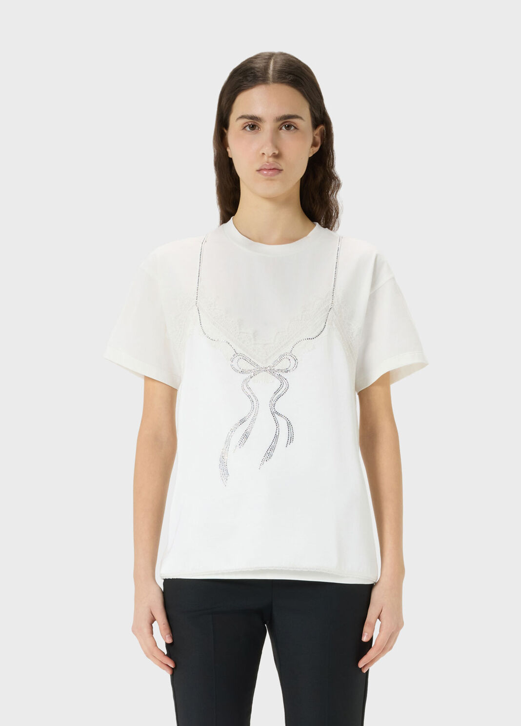Jersey T-shirt with top-effect appliqu&eacute;  Blumarine - large image number 0