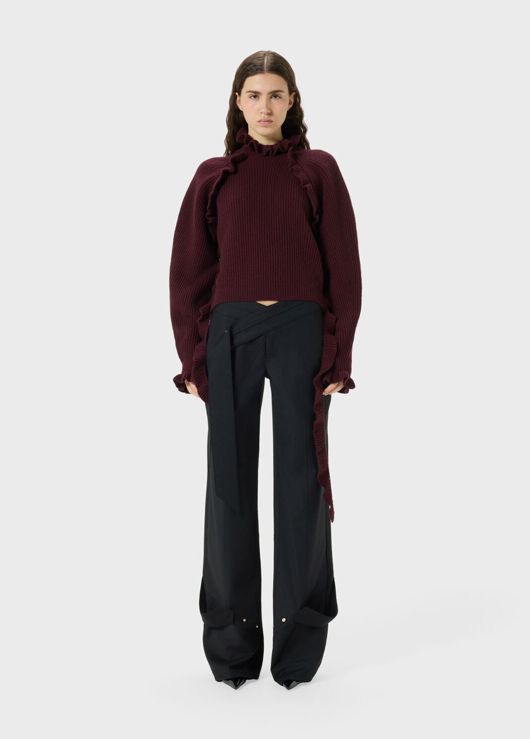 Wool cardigan with ruching and flounced detailing  Blumarine - large image number 0