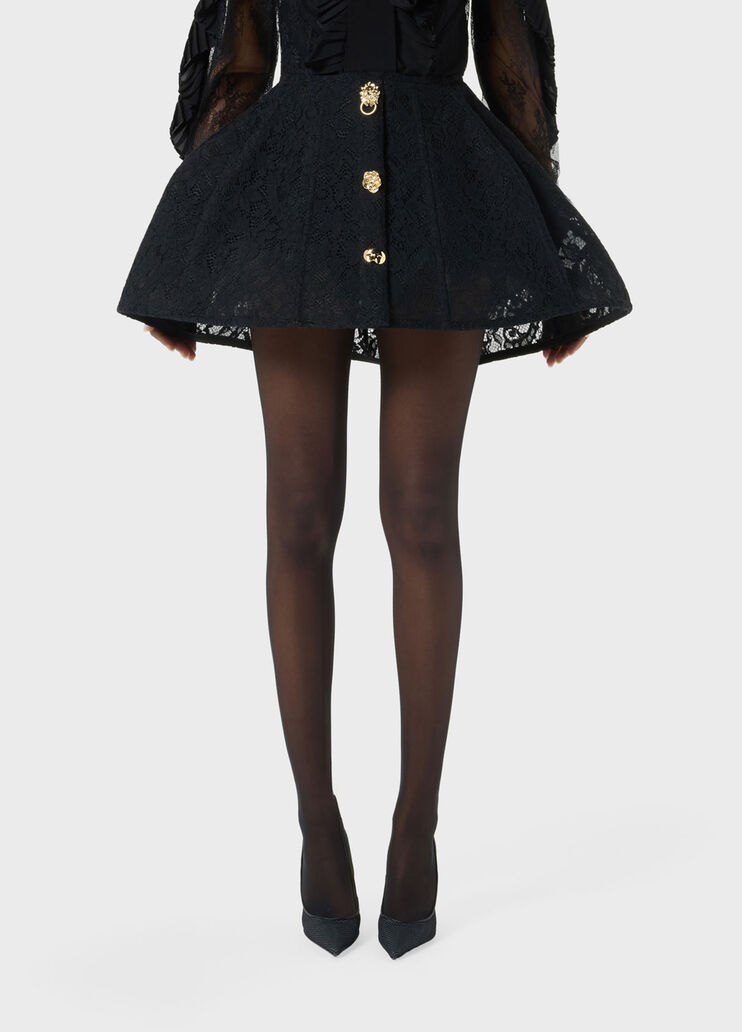 Rebrod&eacute; lace skirt with bejewelled buttons  Blumarine - medium