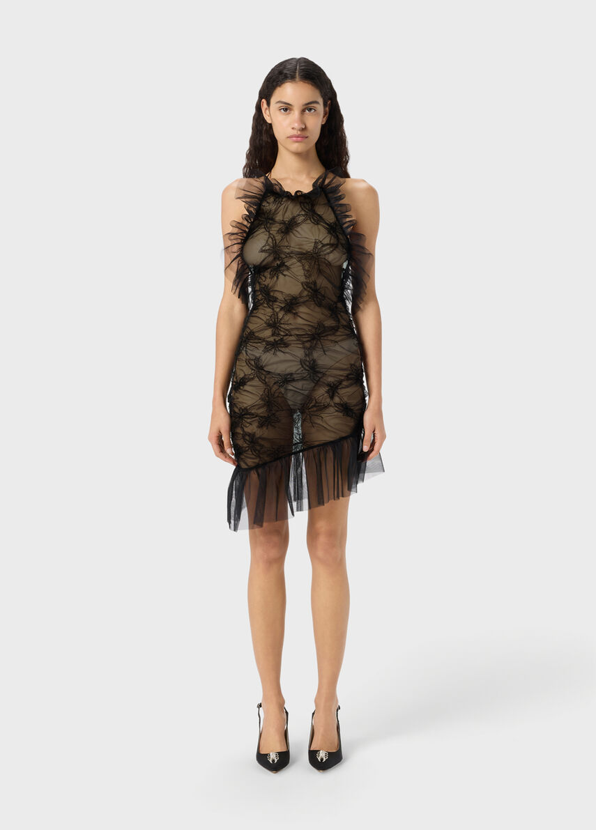 Short tulle dress with embroidery and ruffles - Blumarine