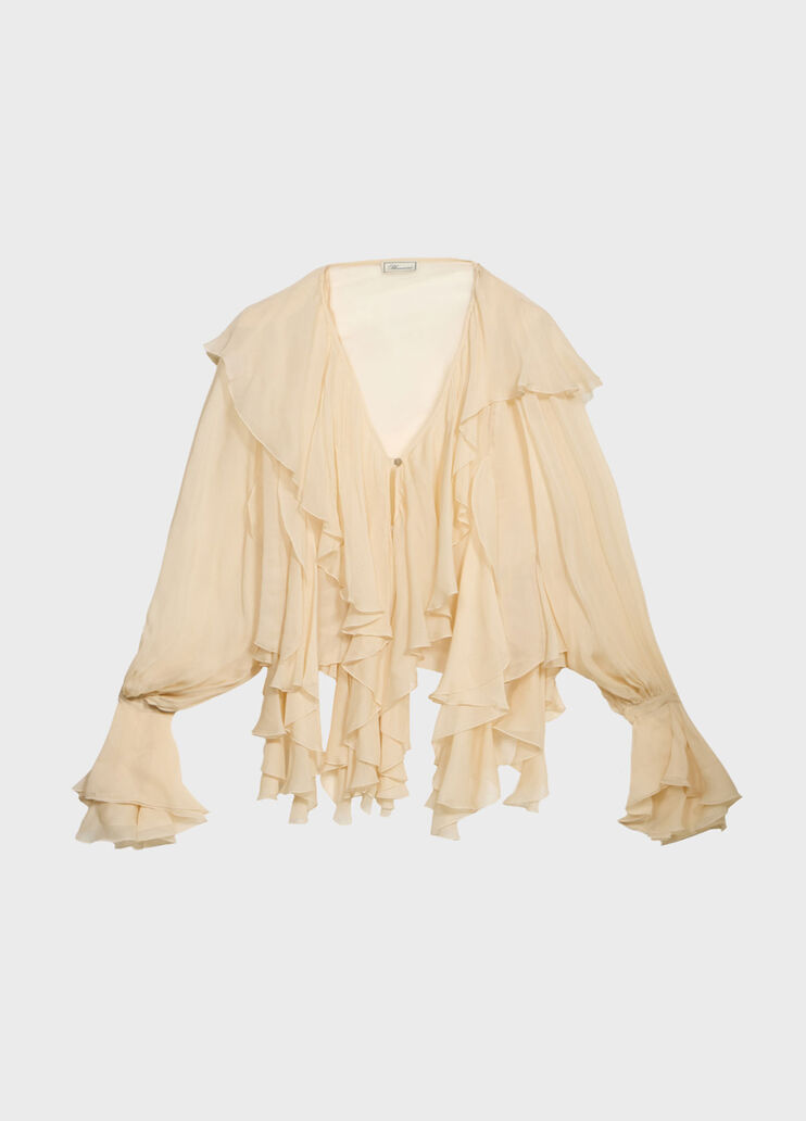Blouse en cr&ecirc;pe de chine avec large col et volant  Blumarine - medium