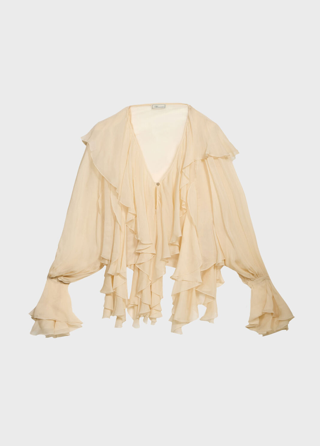 Blouse en cr&ecirc;pe de chine avec large col et volant  Blumarine - large image number 4