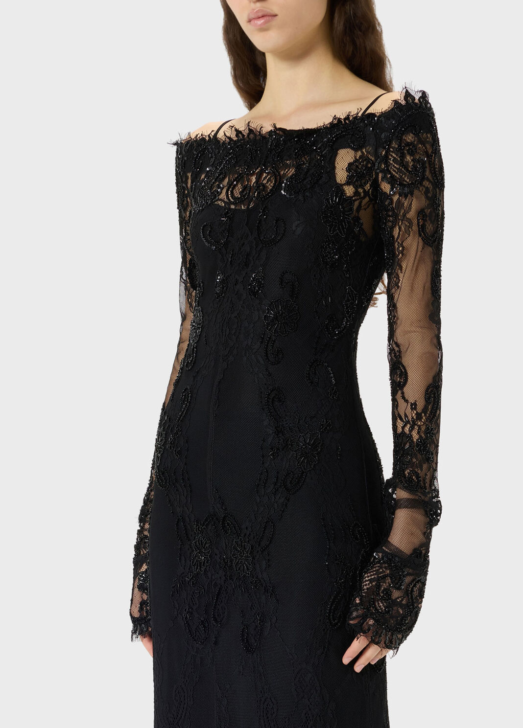 Long stretch lace dress with embroidery  Blumarine - large image number 2