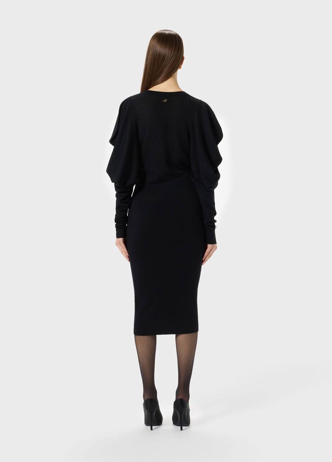 Wool midi dress with full sleeves and brooch detail  Blumarine - large image number 1