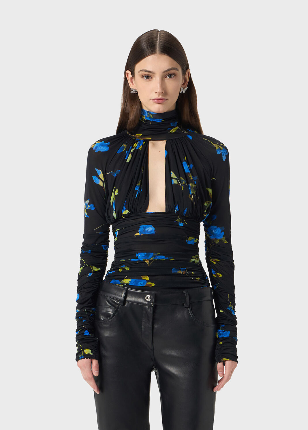 Rose-print jersey bodysuit with cut-out  Blumarine - large image number 0