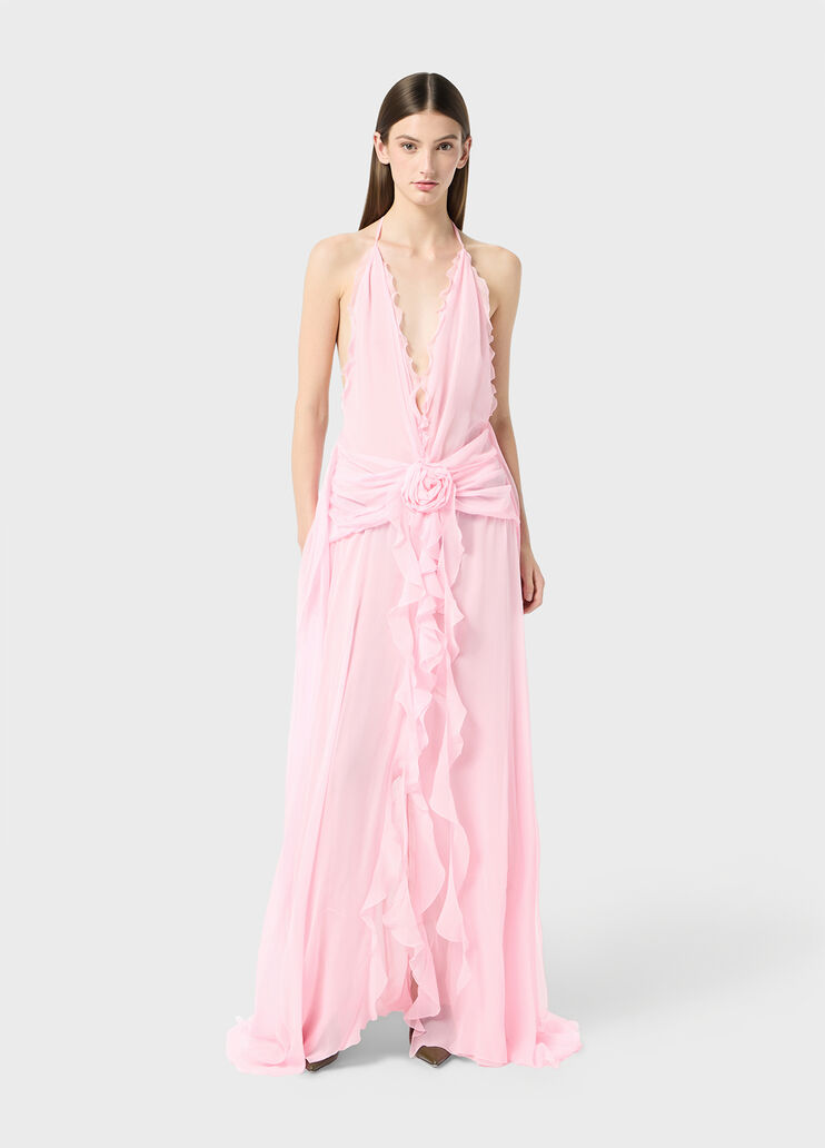 Silk georgette dress with 3d rose and ruffles  Blumarine - large image number 3