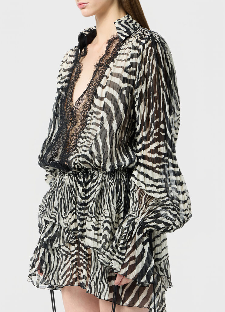 Abito corto in chiffon a balze con pizzo  Blumarine - large image number 2