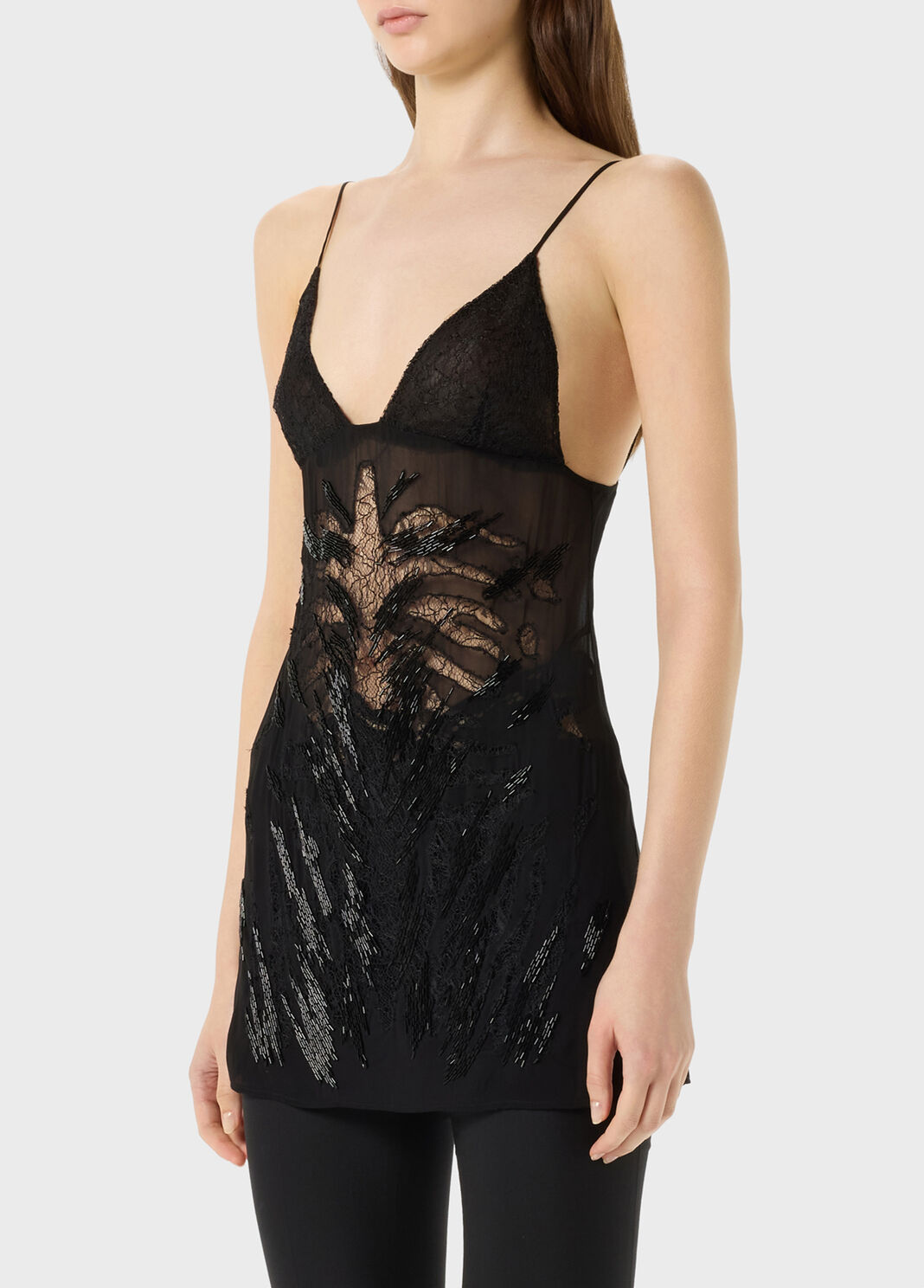 Short georgette dress with lace details and embroidery  Blumarine - large image number 2