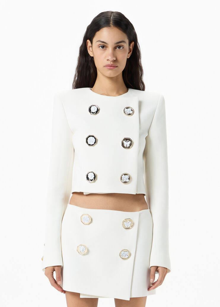 Veste crois&eacute;e en cady &agrave; boutons bijoux  Blumarine - medium