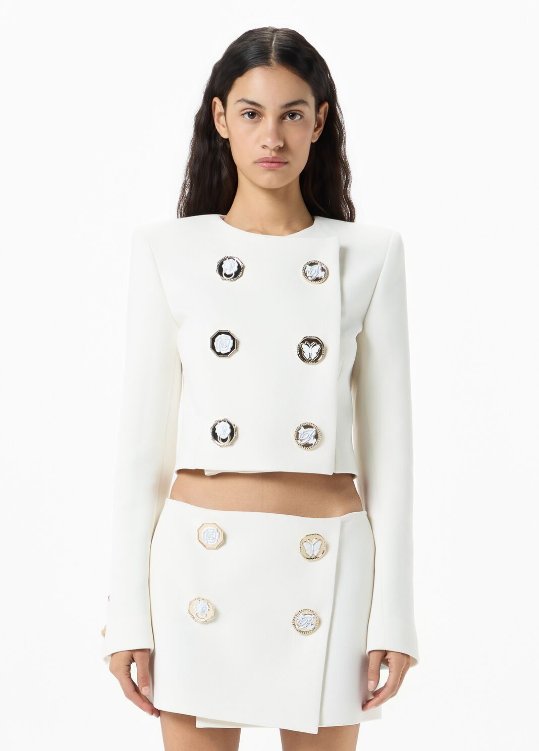 Double-breasted cady jacket with jewel buttons  Blumarine - large image number 0