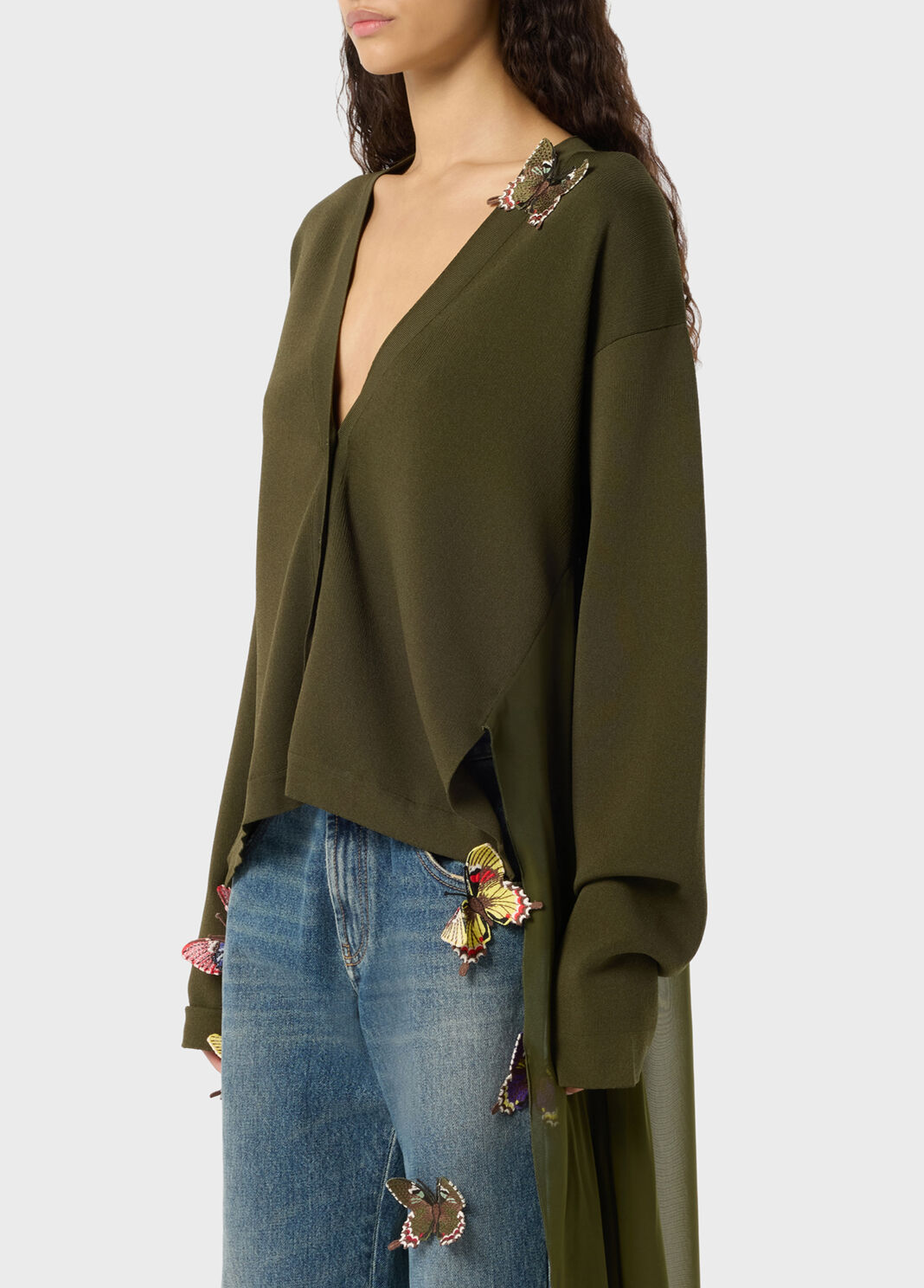 Knit Cardigan with Embroidery and Swallow Tails  Blumarine - large image number 2