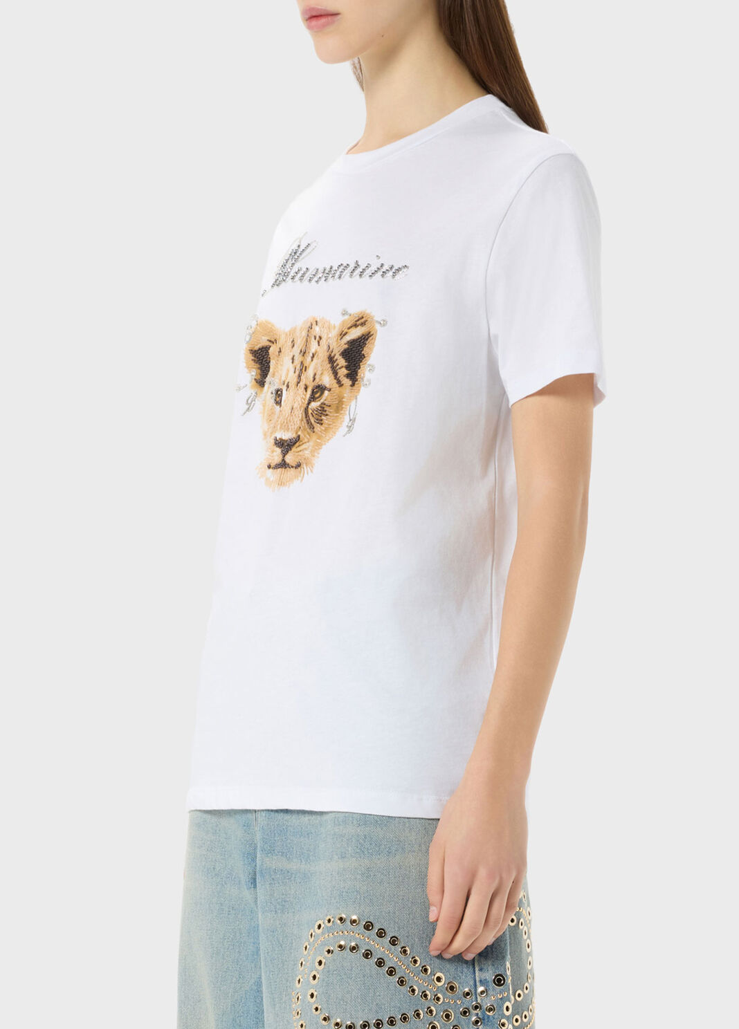 Jersey T-shirt with rhinestone embroidery with small decorations  Blumarine - large image number 2