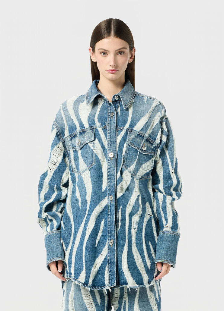 Oversized laser-etched denim shirt  Blumarine - medium