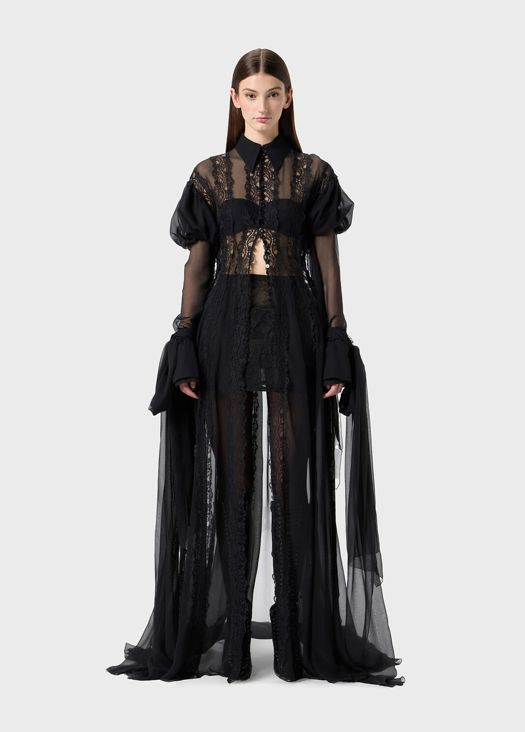 Chiffon and lace shirt dress  Blumarine - large image number 0