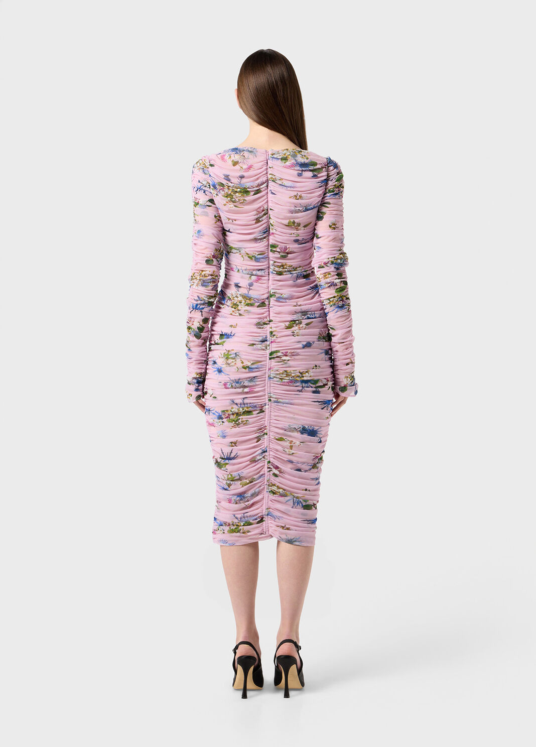 Printed tulle midi dress with gathering  Blumarine - large image number 1