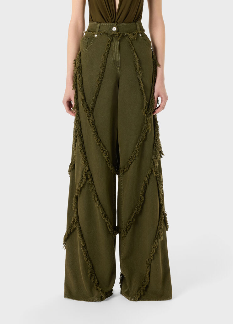 Palazzo jeans in cotton bull with fringe details  Blumarine - medium