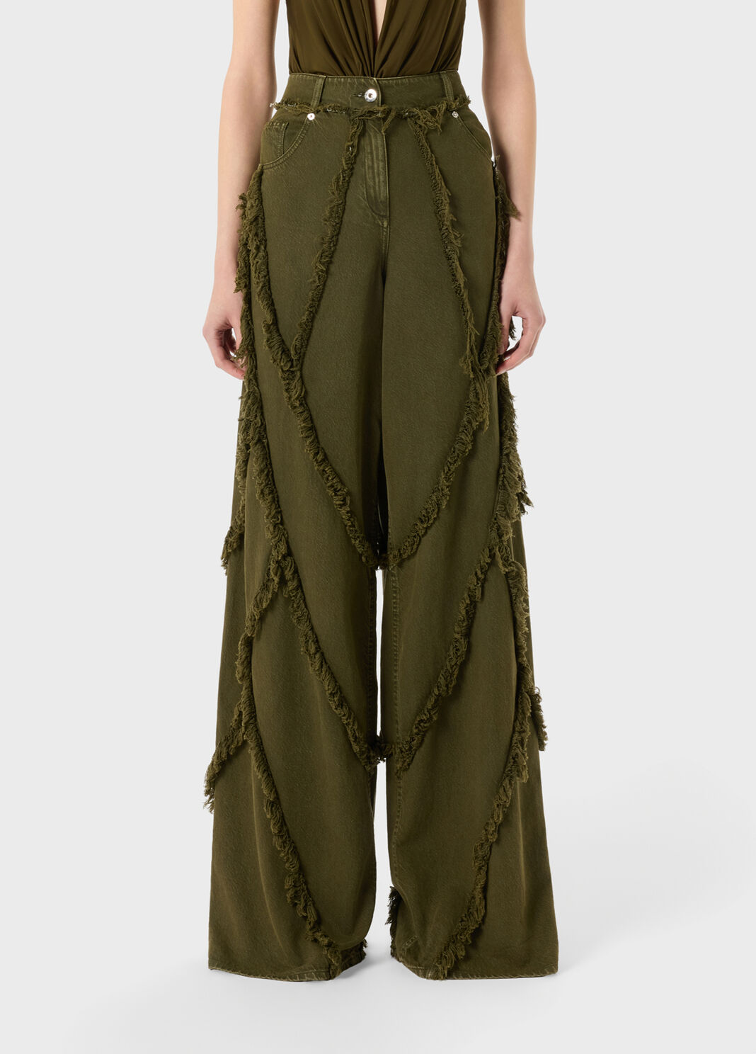 Palazzo jeans in cotton bull with fringe details  Blumarine - large image number 0