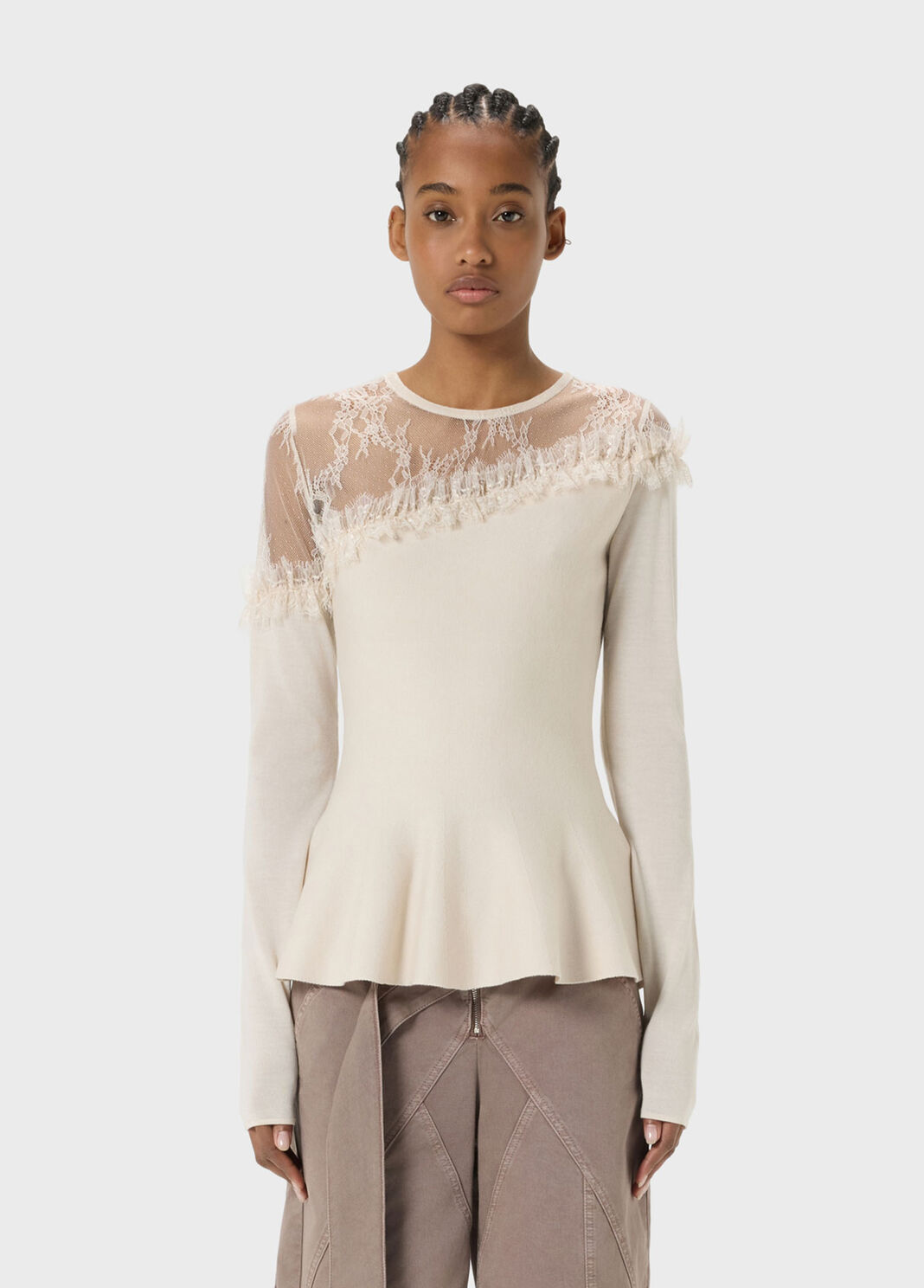 Wollpullover mit T&uuml;ll-Passe  Blumarine - large image number 0