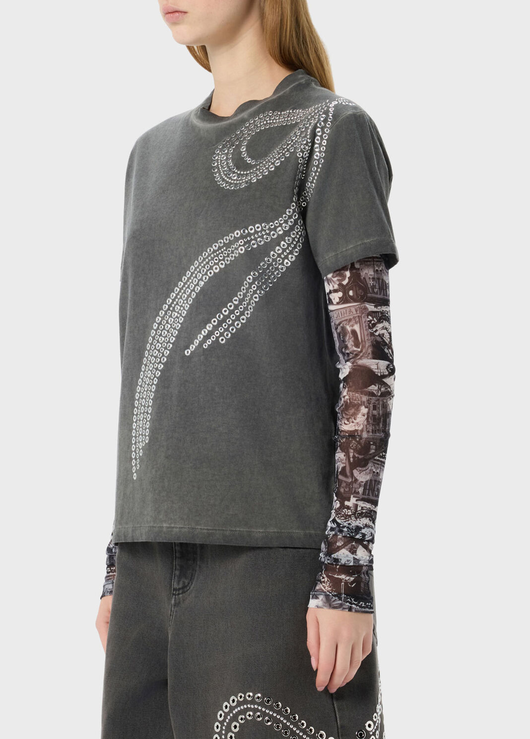 T-shirt in jersey con borchie e occhielli  Blumarine - large image number 2