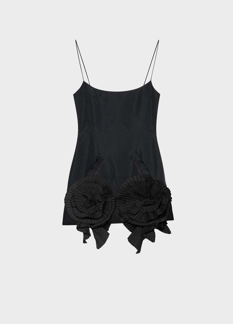 Short taffeta dress with pleated roses  Blumarine - medium