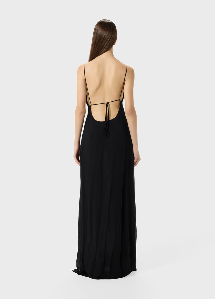 Long georgette dress with hooded neckline - Blumarine