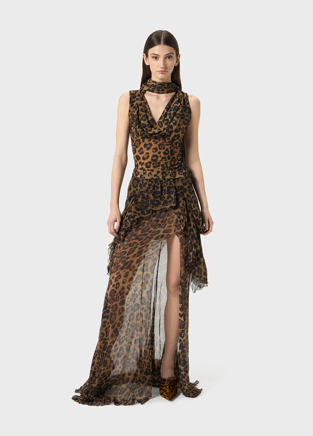 Animal-print jersey top with scarf  Blumarine - large image number 3