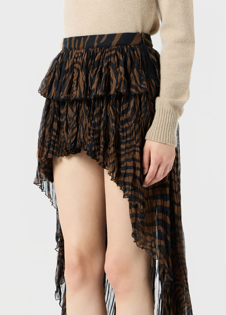 Falda asim&eacute;trica de gasa estampada con volante  Blumarine - medium