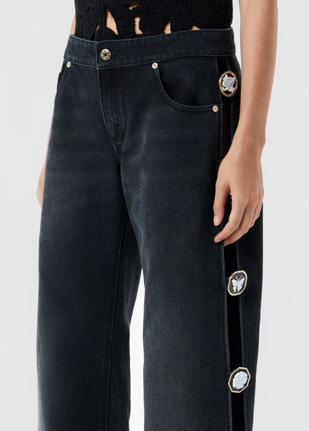 Wide-leg jeans with jewel buttons  Blumarine - large image number 2