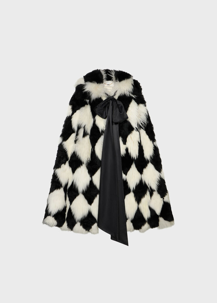 Two-tone intarsia fur cape with bow  Blumarine - medium