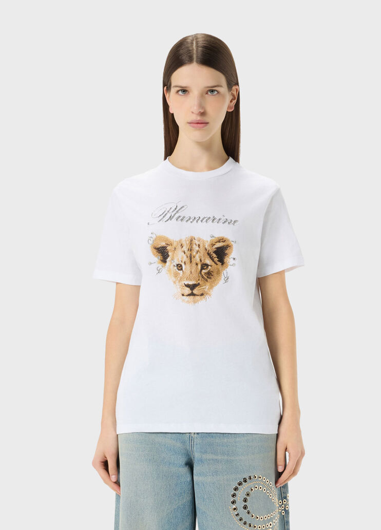Jersey T-shirt with rhinestone embroidery with small decorations  Blumarine - medium