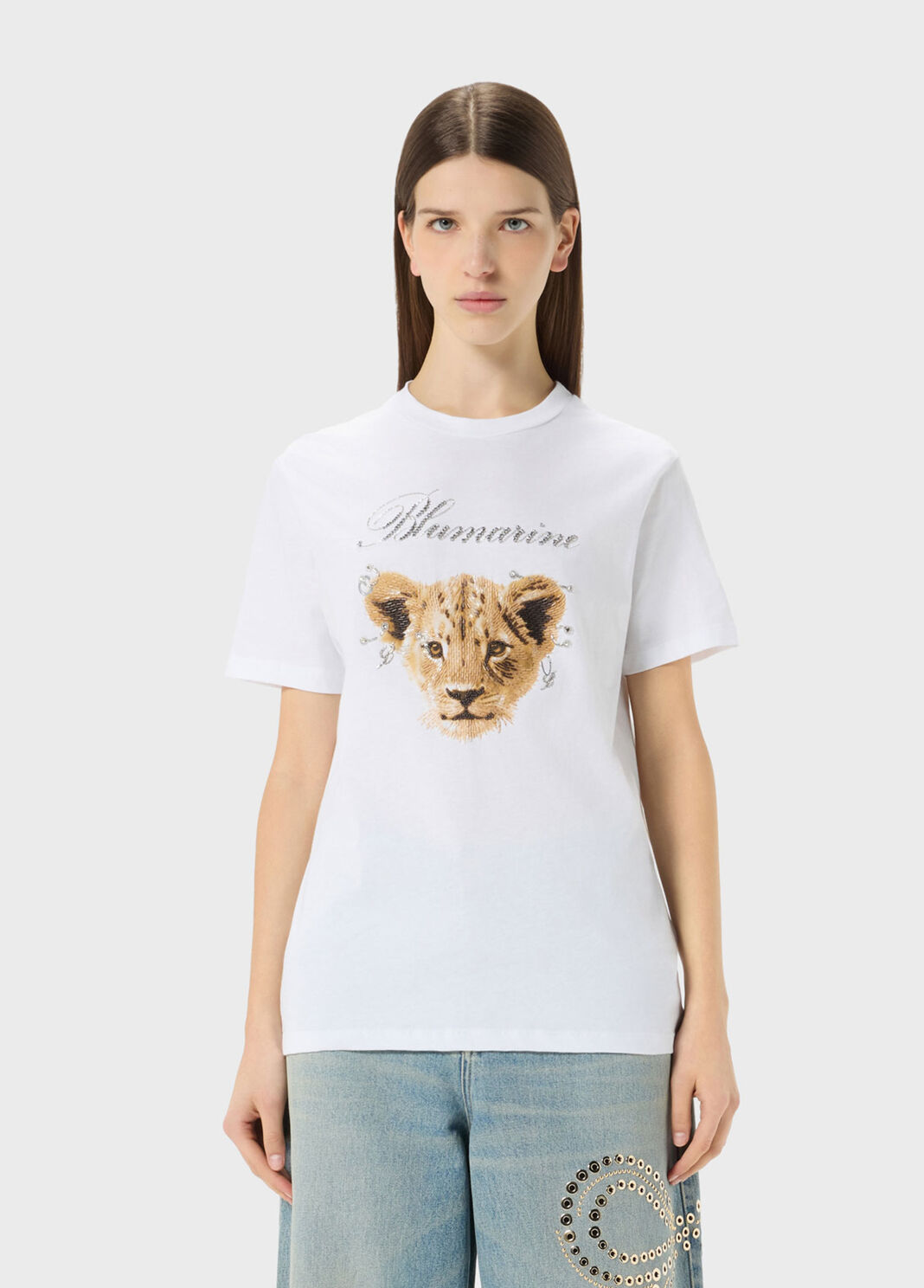 Jersey T-shirt with rhinestone embroidery with small decorations  Blumarine - large image number 0