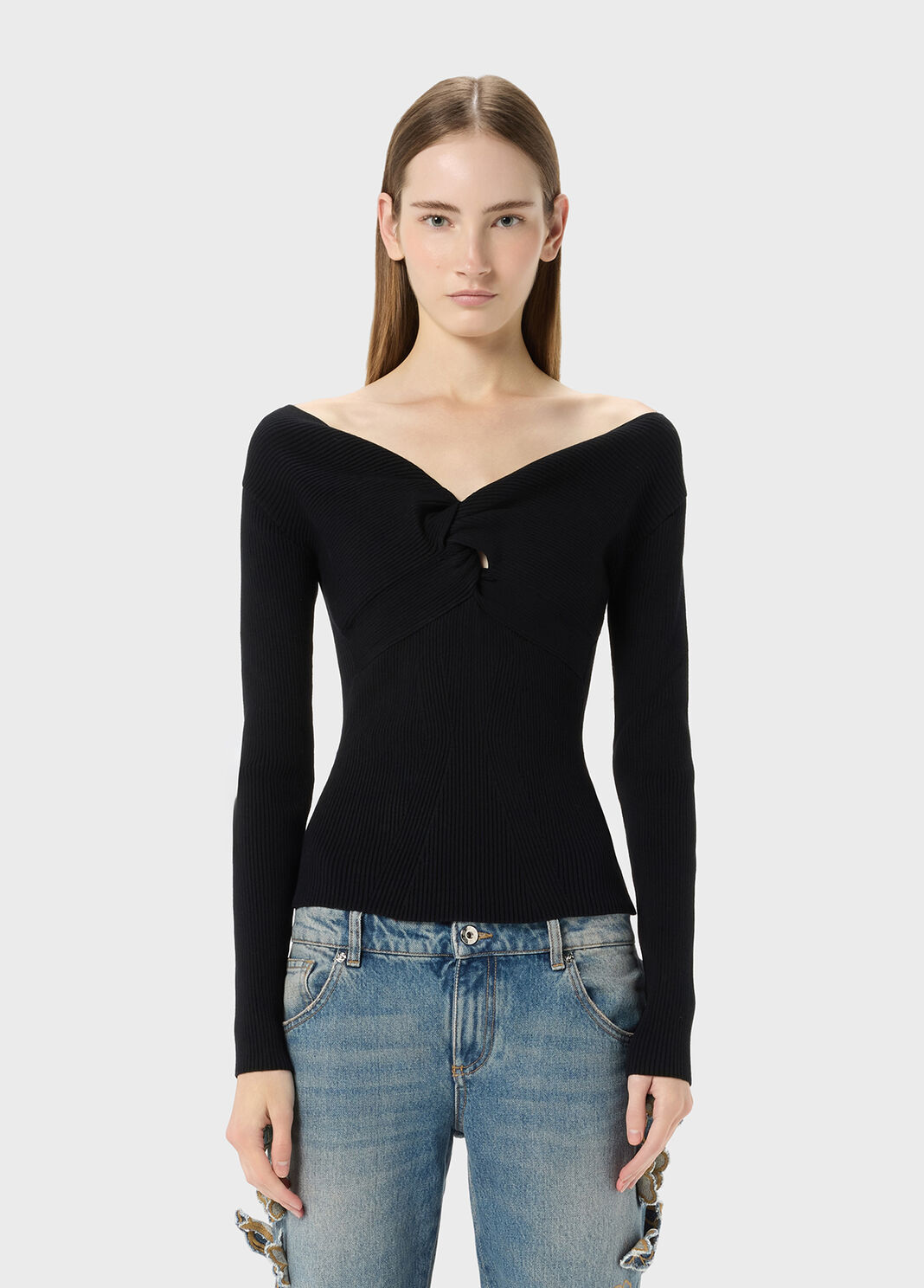 Rippstrick-oberteil mit knoten  Blumarine - large image number 0